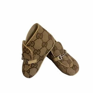 Authentic Gucci Baby GG Monogram Horsebit Loafers Crib Shoes 0-6 Months Italy